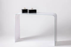 Opaque White Waterfall Glass Console