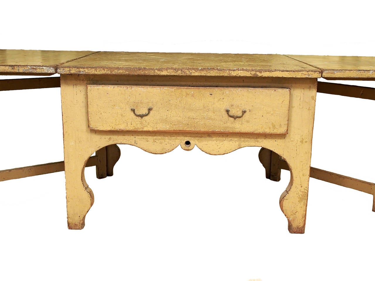 Antique Swedish Rococo Drop-Leaf Table In Distressed Condition In New Orleans, LA