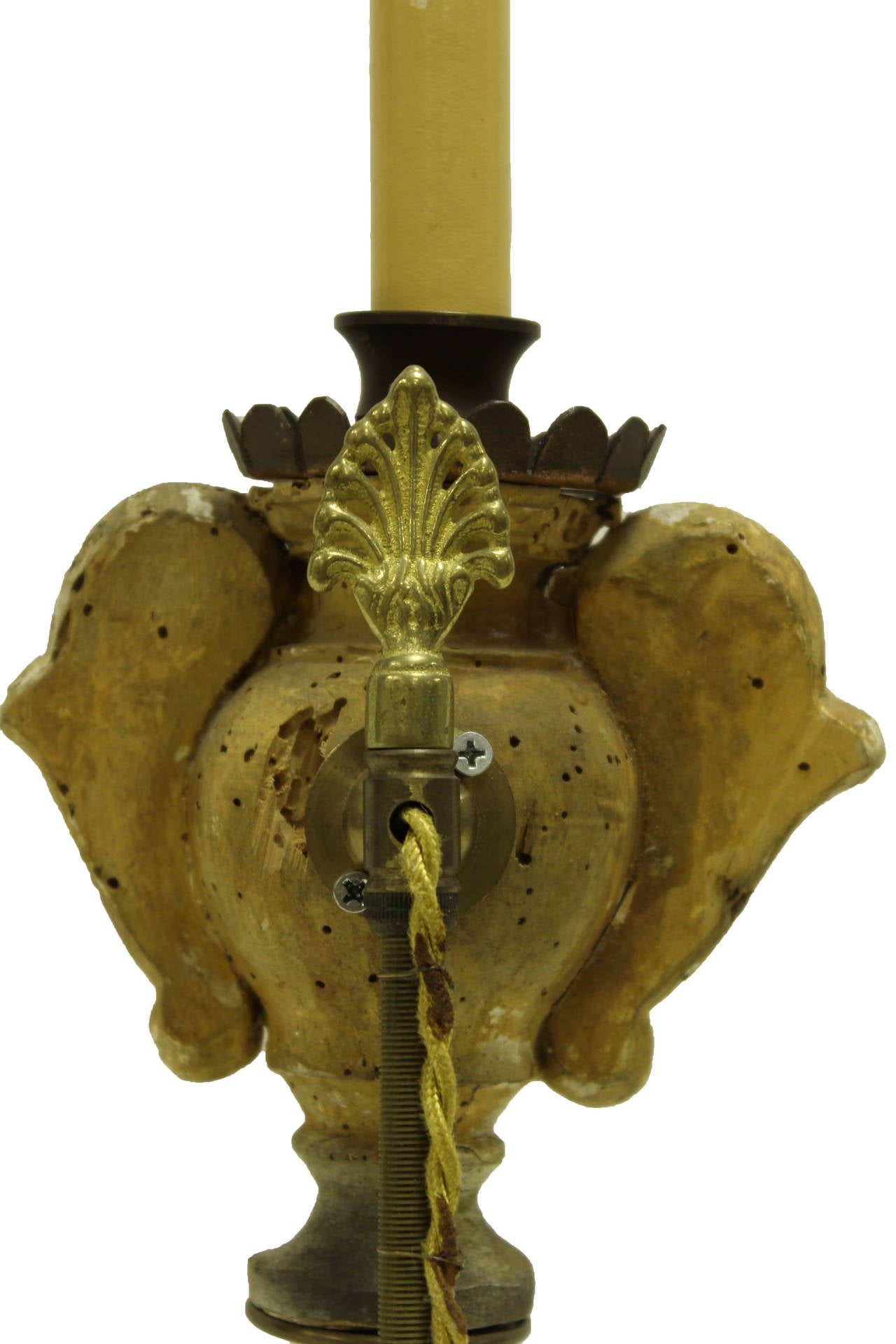 Pair of 18th Century Gilded French Fragments Converted to Lamps 1