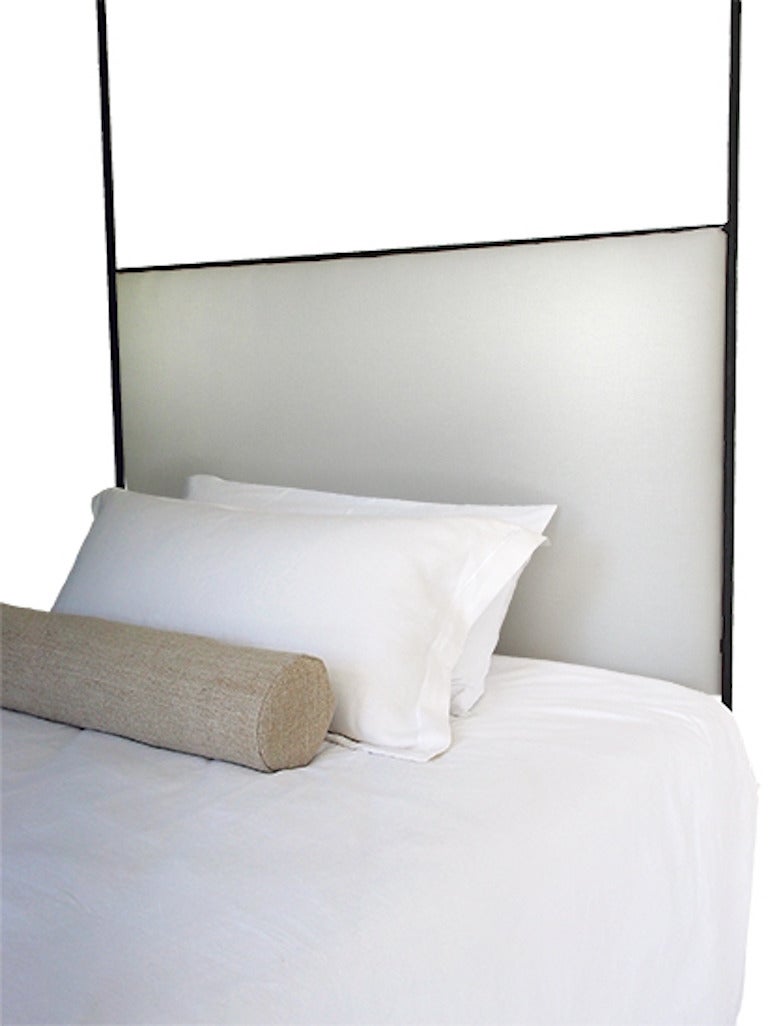 Tara Shaw Maison Louis XVI Style Iron Upholstered Canopy Bed, Queen For Sale at 1stdibs