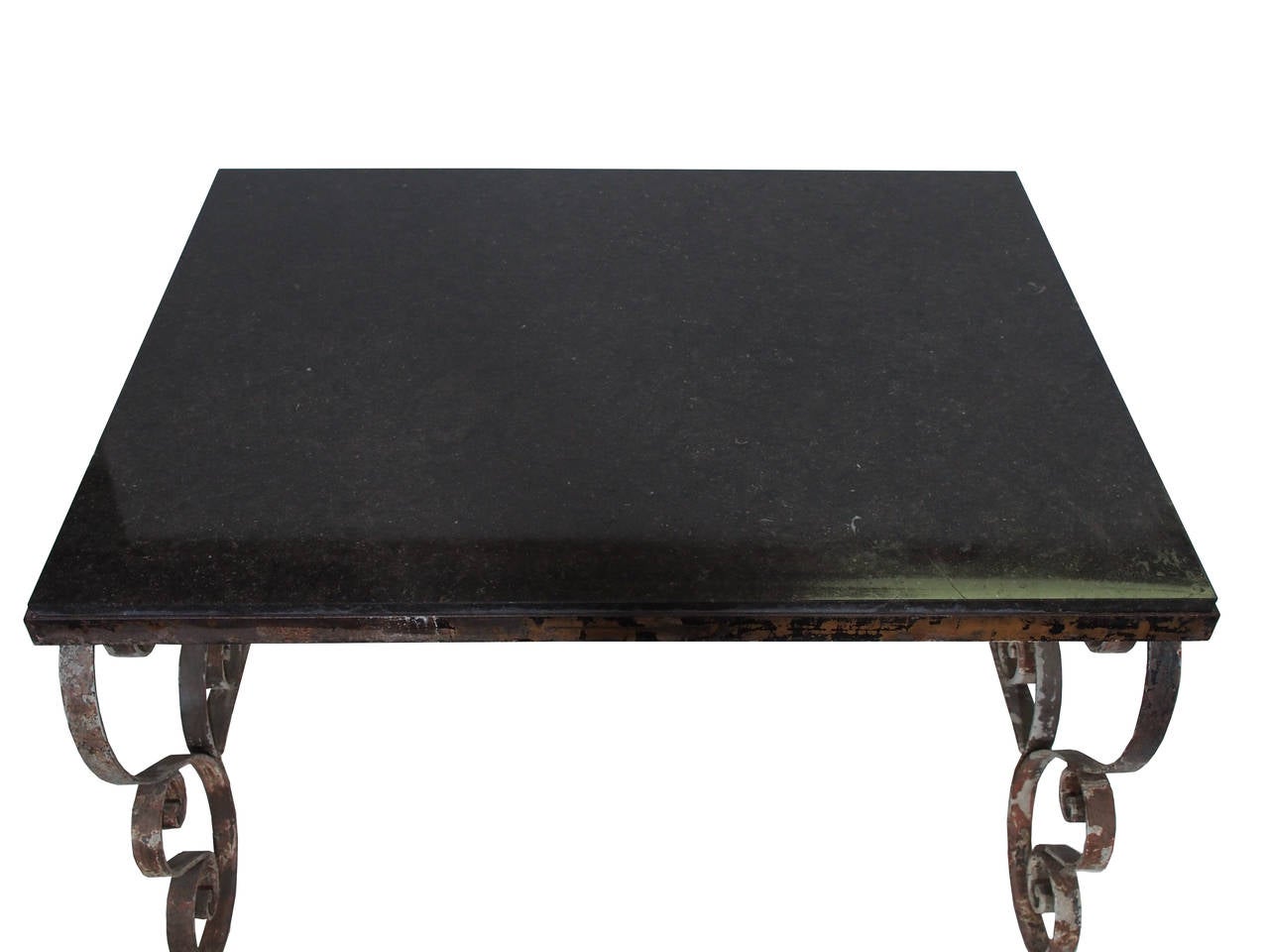 Vintage European Iron Table with Bluestone Top