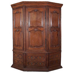 18th Century French Grande Louis XIV Oak Corner Cabinet 9