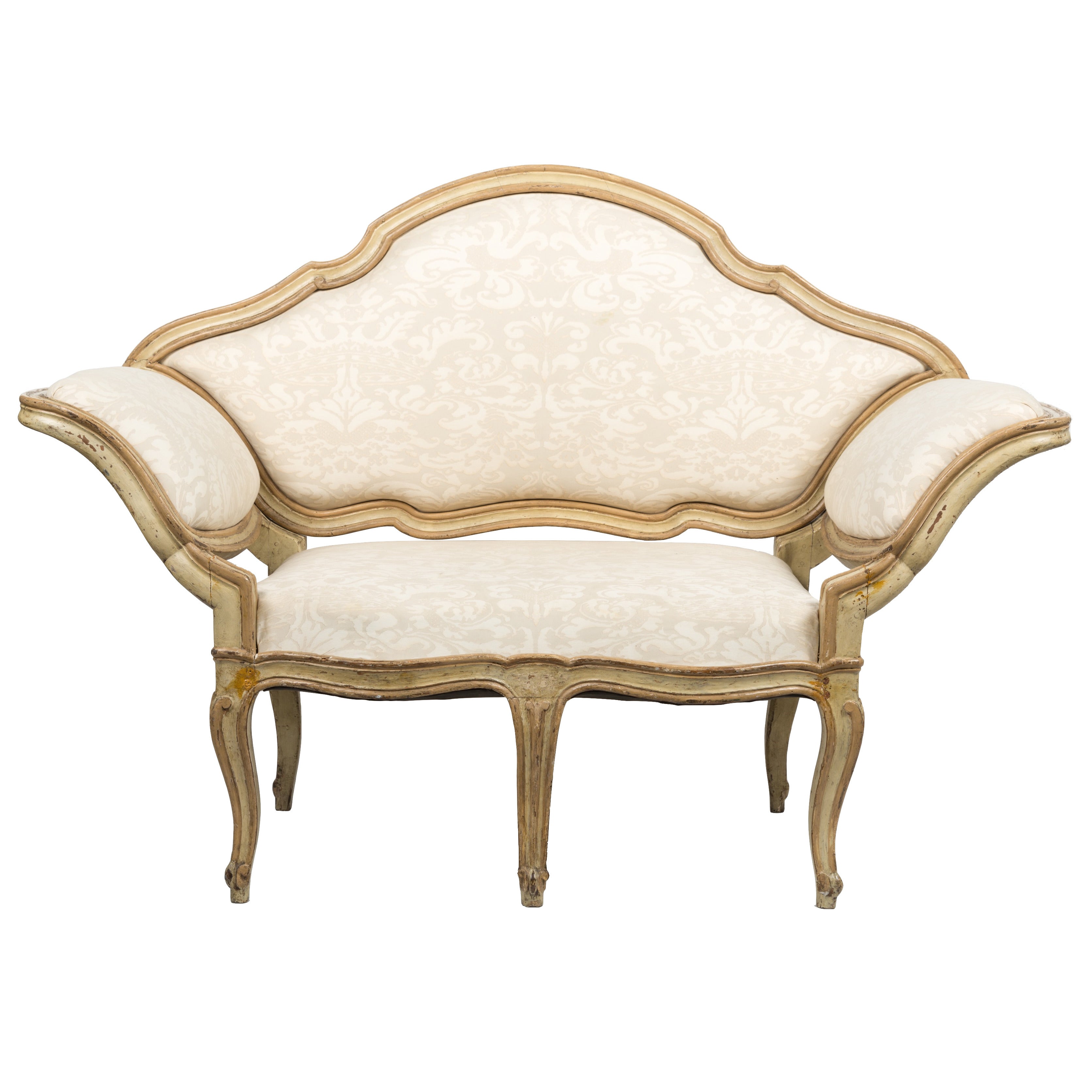 18c Italian Canape Upholstered in Fortuny Fabric