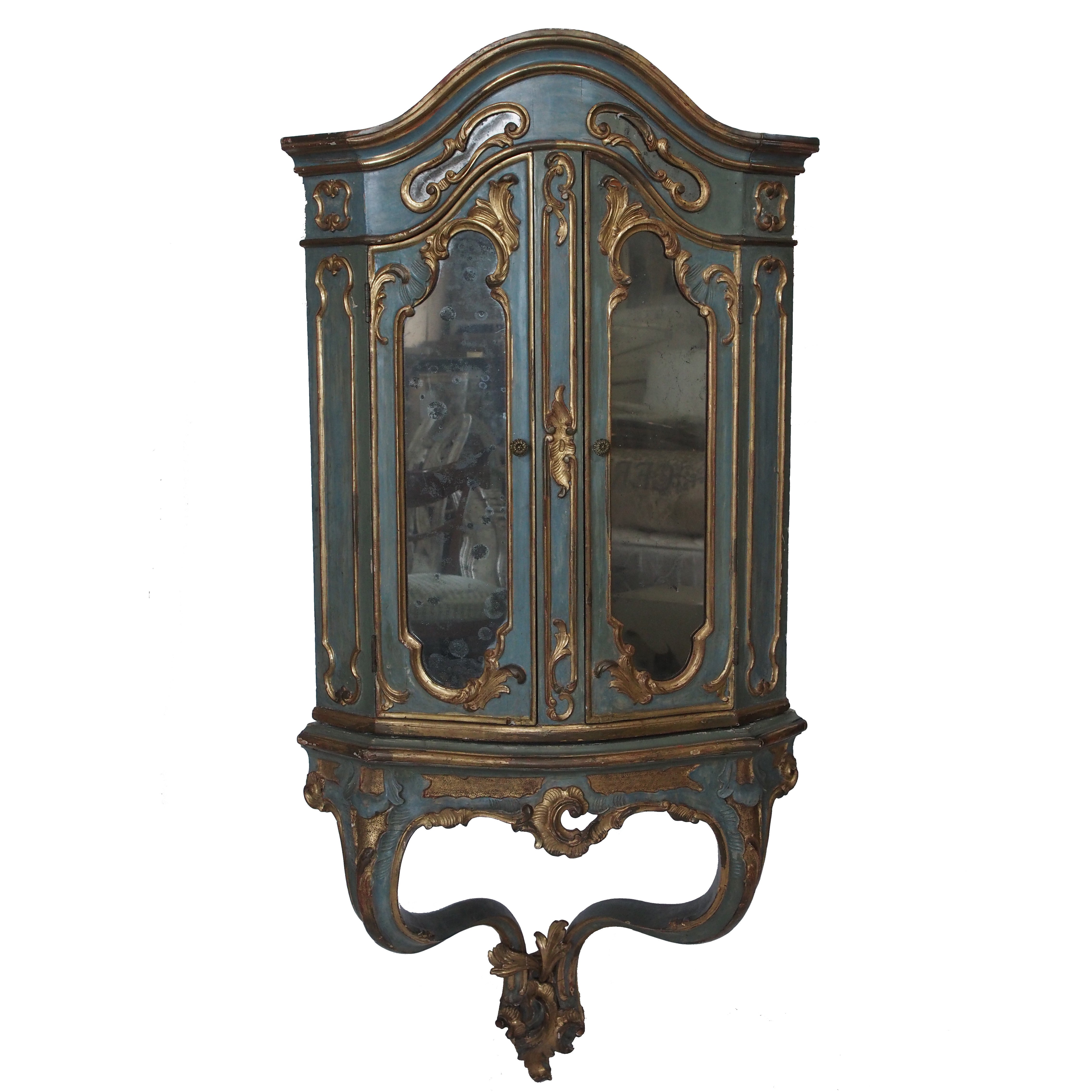 19th Century Italian Mirrored Corner Cabinet