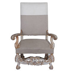 Louis XIV Fauteuil with Two-Tone Upholstery