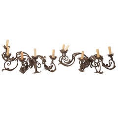 19th Century Italian Pair of Five-Light Iron Appliques 10