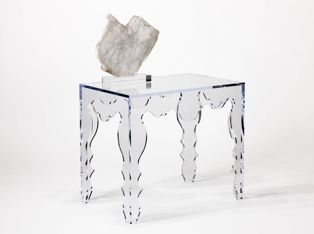 Bringing a modern edge to classic design, this contemporary acrylic console table from the custom Tara Shaw Maison collection will make a statement in any space. Pairs with acrylic Tara Shaw's coffee and martini tables. Handcrafted in New Orleans.