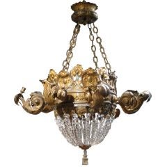 19th Century Italian Tole and Crystal Lustre