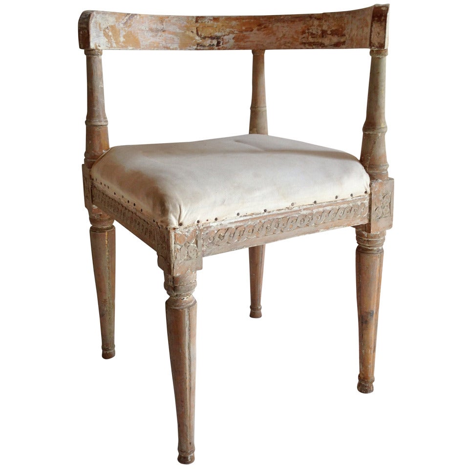 18th Century Swedish Corner Chair with Original Patina