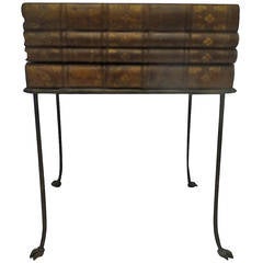 Vintage Leather Book Box with Iron Base