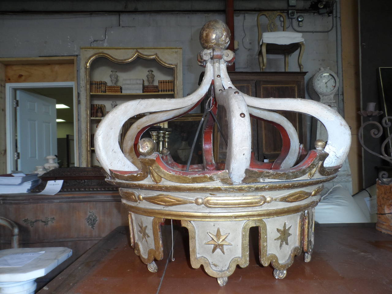 18c Italian Wood Corona with Tassels