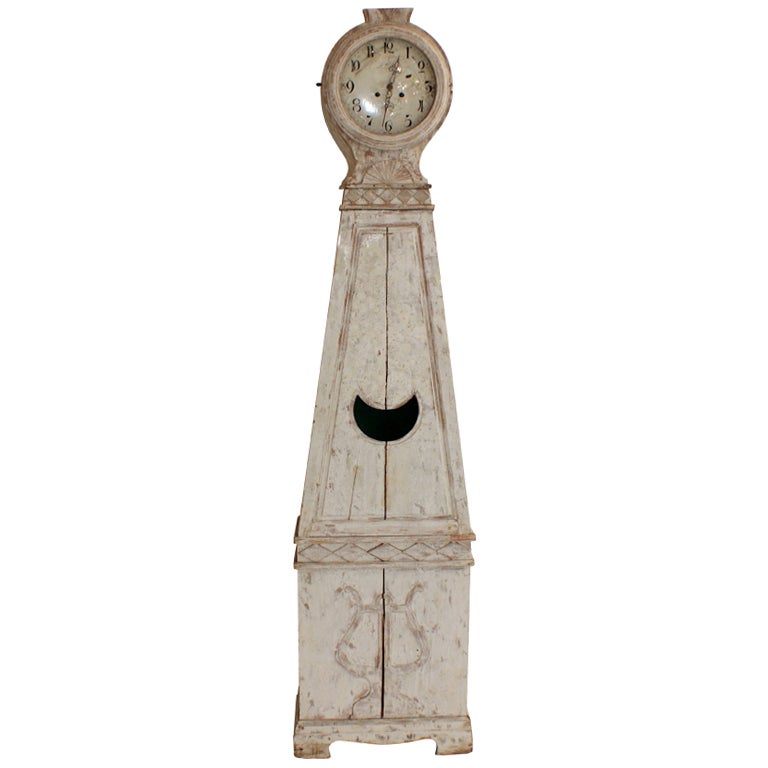 19th Century Swedish Mora Clock with Lyre Carving