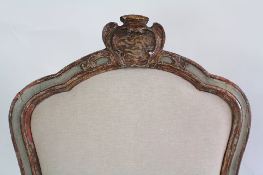 18c Italian Painted and Umber Poltroni or Arm Chair