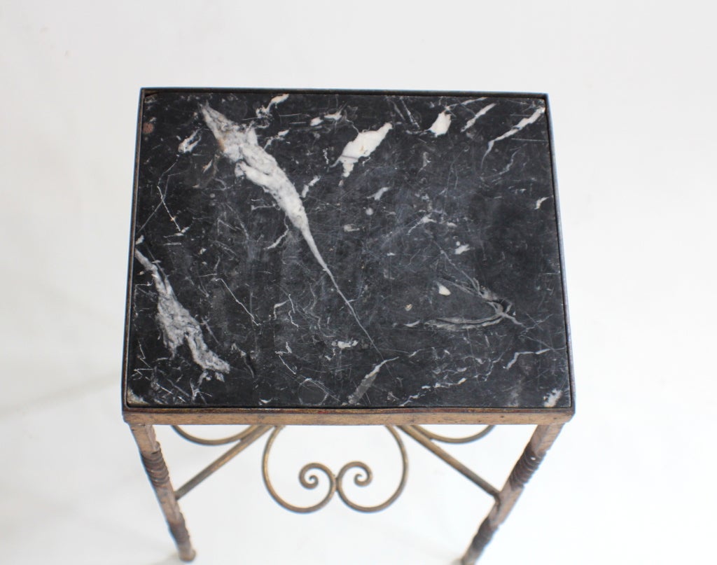 Petite Gilded Iron Table with Marble