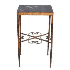 Petite Gilded Iron Table with Marble