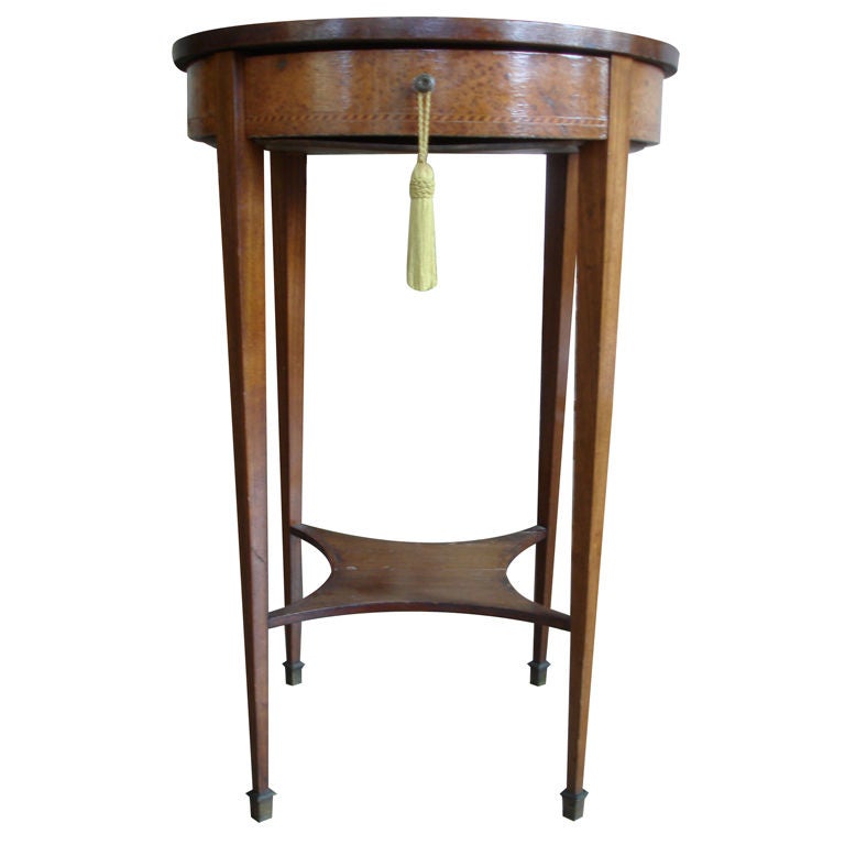 19c French Second Empire Walnut Gueridon with Inlay