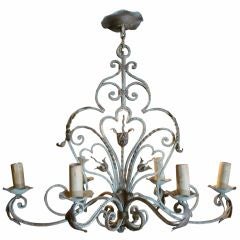 19c French 6-Light Iron Chandelier