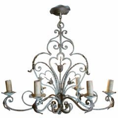Antique 19c French 6-Light Iron Chandelier
