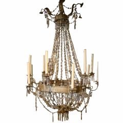 18c Grande Tuscan Tole and Crystal Chandelier