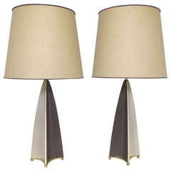 Pair of Harlequin/Fin Table Lamps by Gerald Thurston for Lightolier