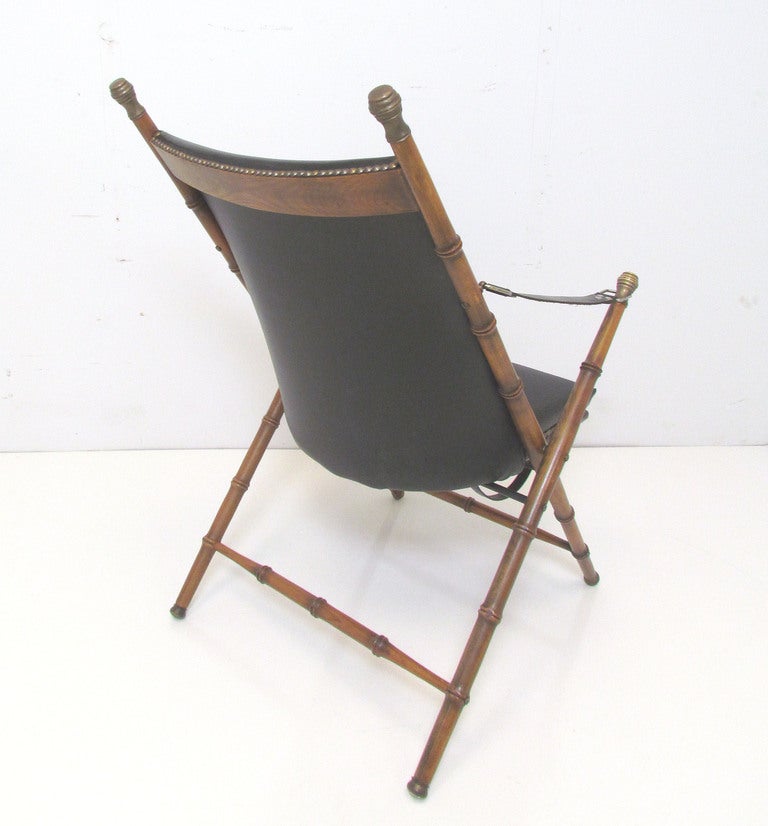 Regency Italian Faux Bamboo Campaign Chair ca. 1950s