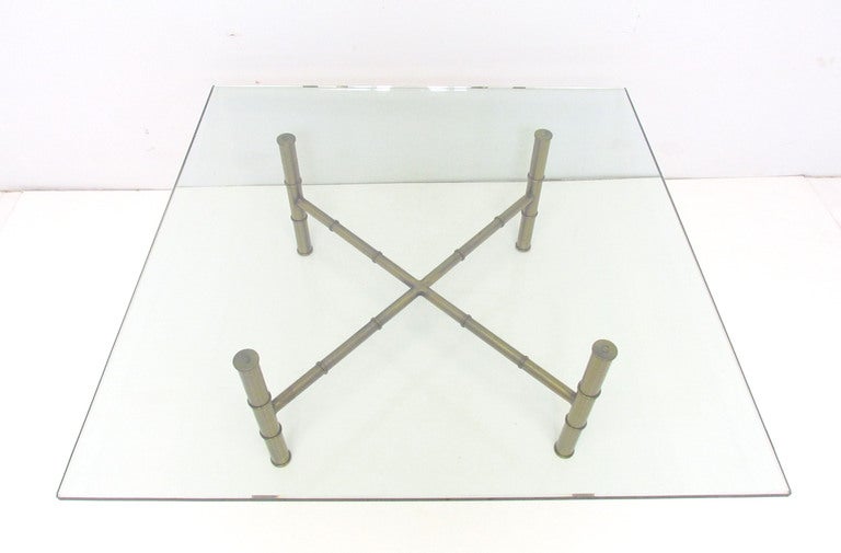 Hollywood Regency Bronzed Metal & Glass Coffee Table 1