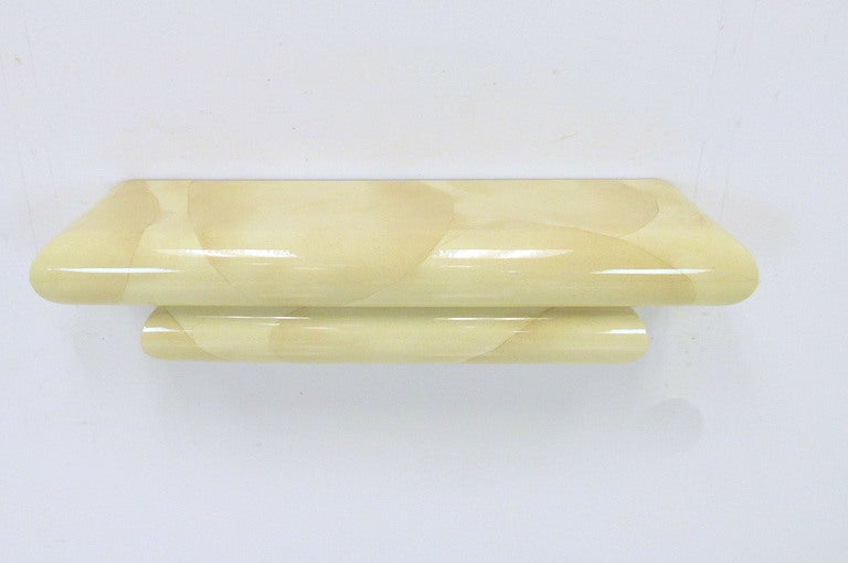 Wall Mounted Floating Console Shelf in Faux Goat Skin ca. 1980s