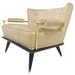 Unusually Wide Hollywood Regency Lounge Chair in the Manner of Billy Haines