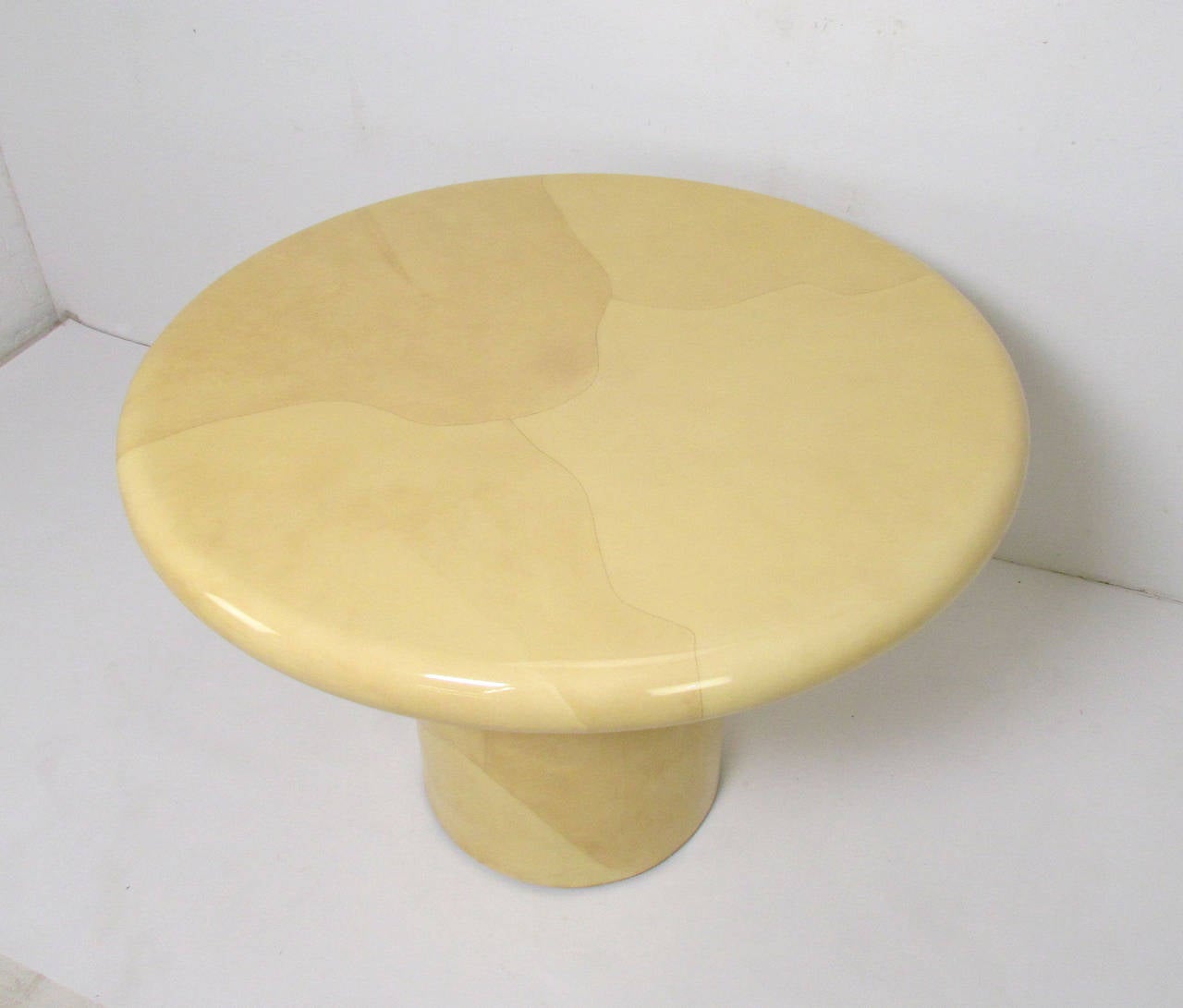 American Lacquered Goatskin Dining Table in the Manner of Karl Springer