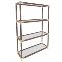 Hollywood Regency Faux Bamboo & Brass Etagere