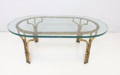 Hollywood Regency Gilt Faux Bamboo Coffee Table