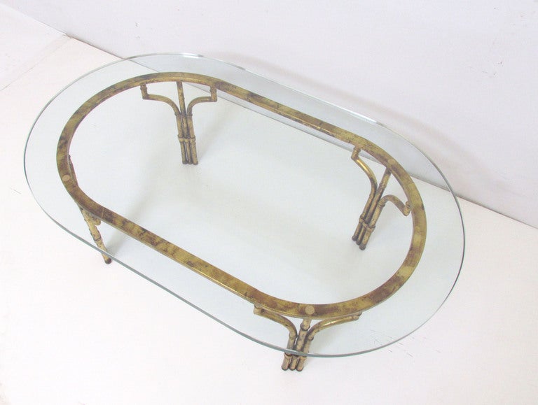 Mid-20th Century Hollywood Regency Gilt Faux Bamboo Coffee Table