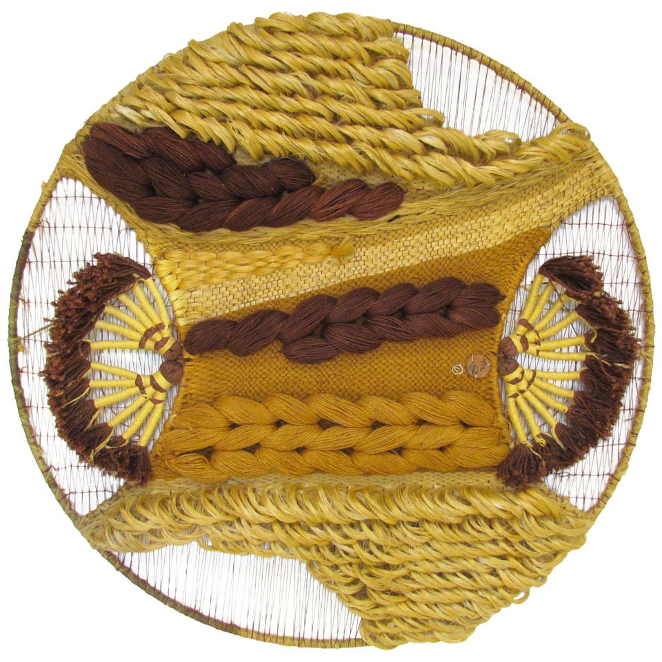 Große abstrakte Faserkunst Wandbehang von Don Freedman circa 1970er Jahre