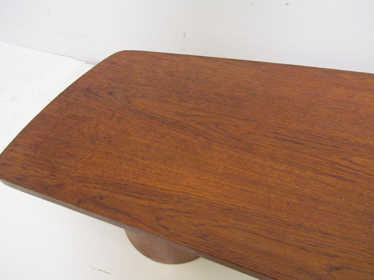 Mid-Century Teak Asymmetrical Coffee Table ca. 1960s In Good Condition In Peabody, MA