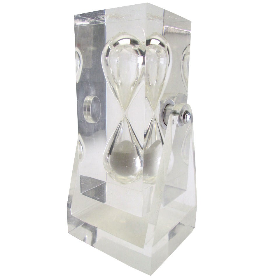 Large Sculptural Lucite Hourglass on Pivoting Stand circa 1960s