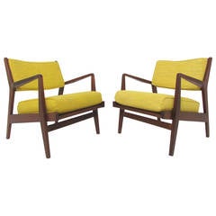 Classic Pair of Mid-Century Modern Lounge Armchairs by Jens Risom
