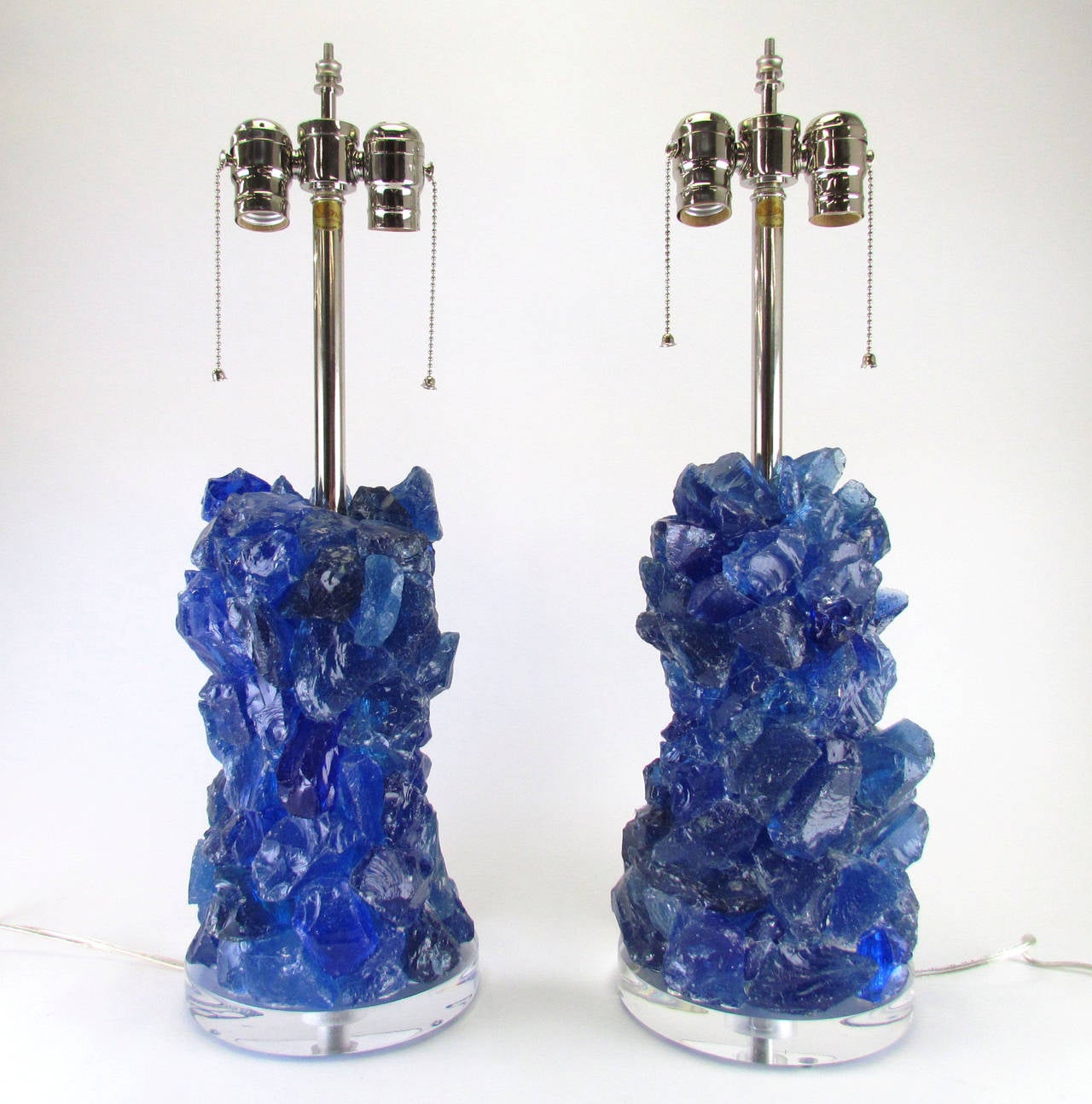Pair of Rock Candy Glass Table Lamps by Swank Lighting