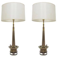 Vintage Pair of Modernist Lamps in the Manner of James Mont