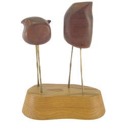 Scultura modernista di uccello in palissandro intagliato degli anni '60 circa