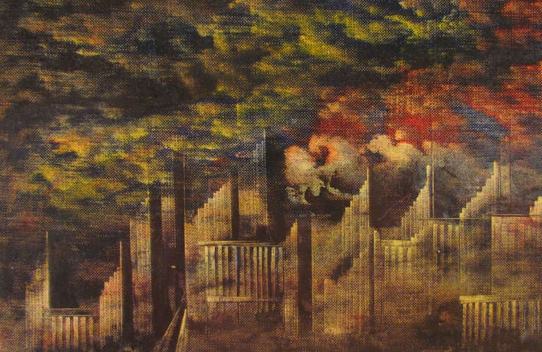 Mid-Century Modern Abstract Painting by Beat Era San Francisco Artist George Bertuccelli, d. 1964