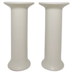 Pair of Lighted Linen Wrapped Pedestals in the Manner of Karl Springer