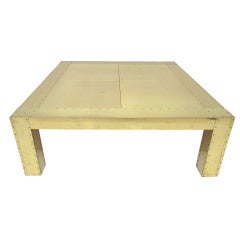 Large Brass Clad and Studded Parsons Style Coffee Table ca. 1960s