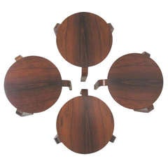 Set Of Four Danish Rosewood Stools Or Stacking Tables Ca. 1960s