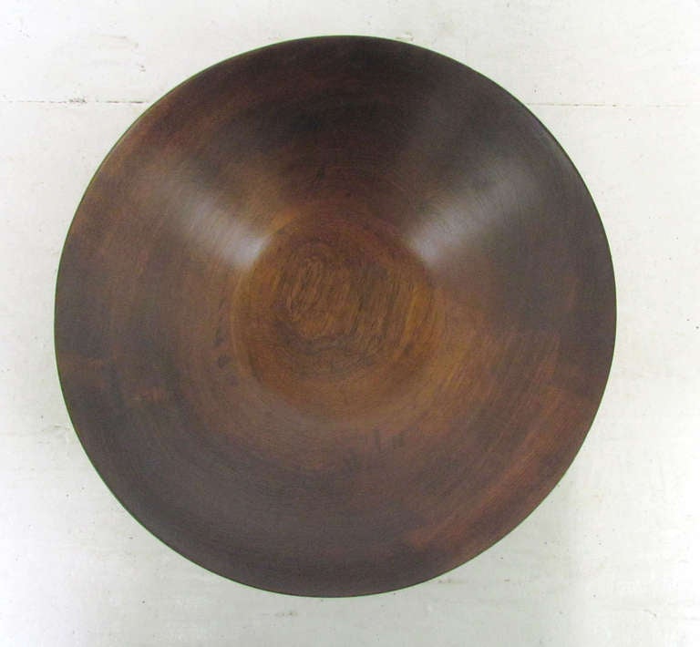 Danish Hand Turned Teak Serving Bowl by Digsmed, circa 1960s In Excellent Condition In Peabody, MA