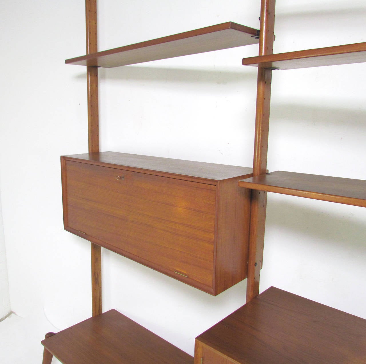 Cado Style Danish Teak Freestanding Wall Unit by Kurt Ostervig In Good Condition In Peabody, MA