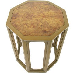 Octagonal Occasional Table with Burl Wood Top by Widdicomb