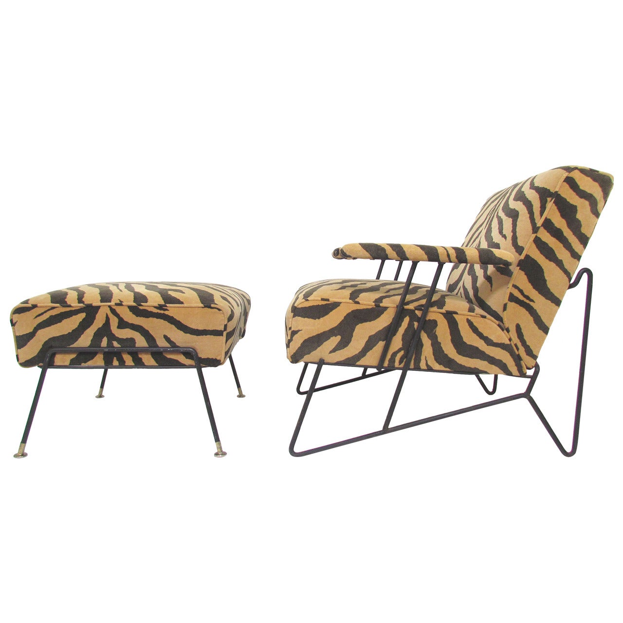 Sculptural Wrought Iron Lounge Chair and Ottoman by Dorothy Schindele