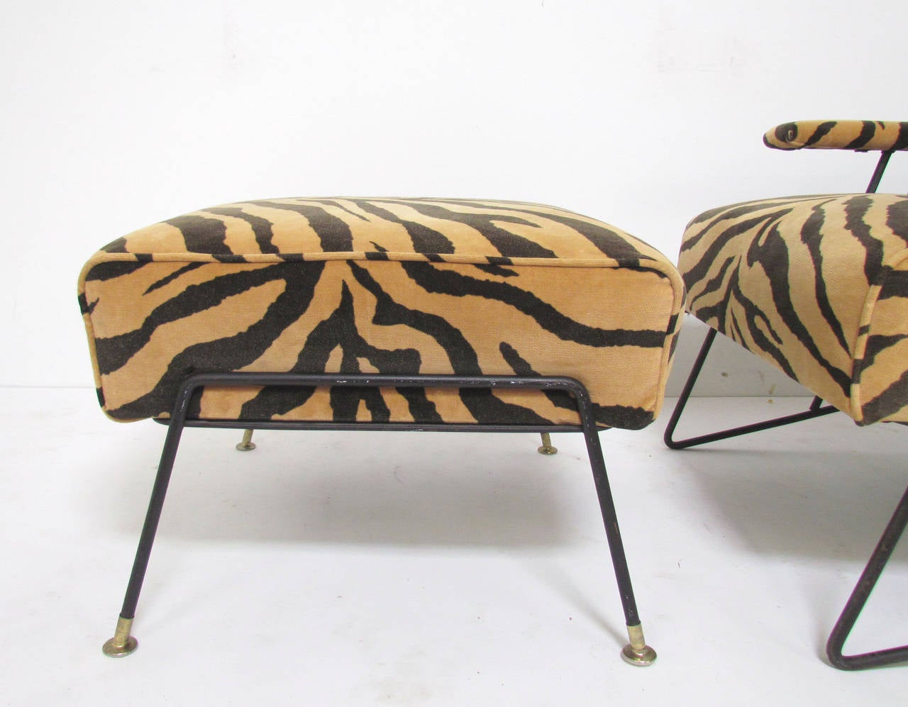 Mid-Century Modern Sculptural Wrought Iron Lounge Chair and Ottoman by Dorothy Schindele