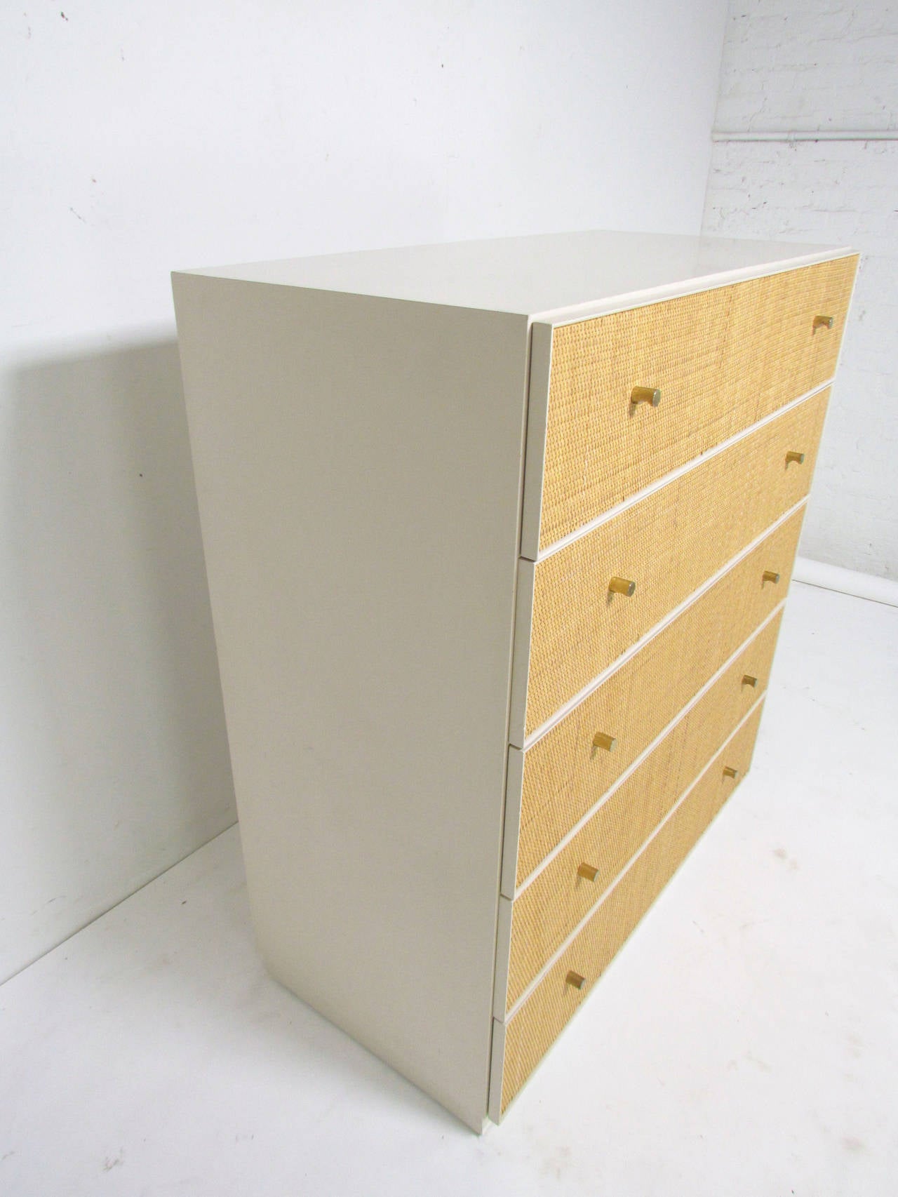 Mid-Century Modern Cane Front Chest of Drawers by Harvey Probber for Directional