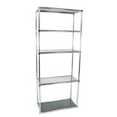 Chrome & Brass Etagere Shelving Unit ca. 1970s